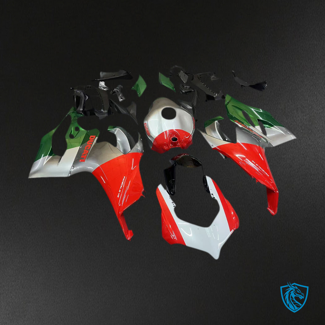 Ducati Panigale V2 (2020-2022) Fairing Kit - Gray, White, Red & Green - ABS Bodywork