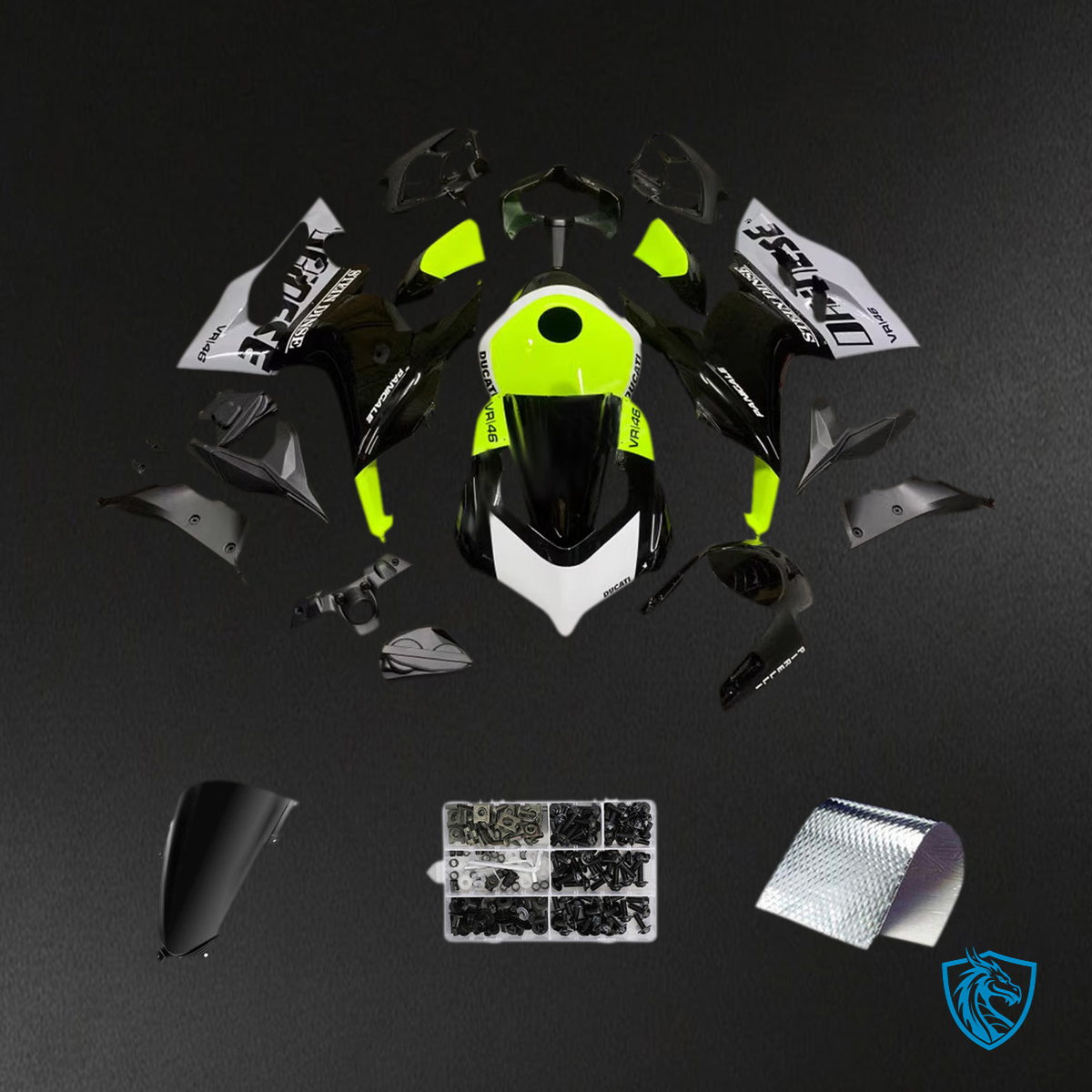Ducati Panigale V2 (2020-2024) Fairing Kit - Light Green, Gray & Matte Black - ABS Bodywork