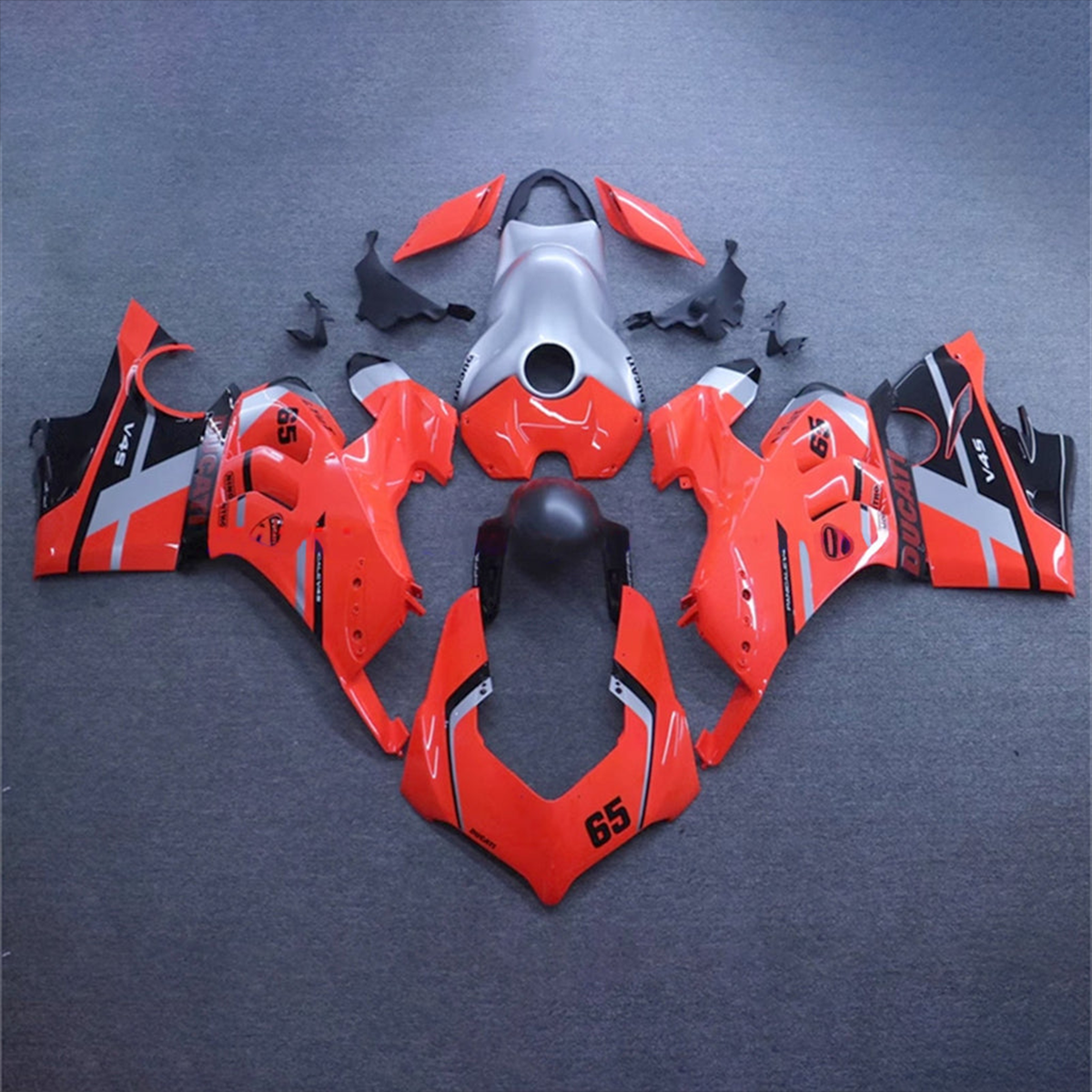 Ducati Panigale V4-V4S- V4SP-V4R (2019-2022) Fairing Kit - Gloss Orange, Gray and Black -ABS Bodywork