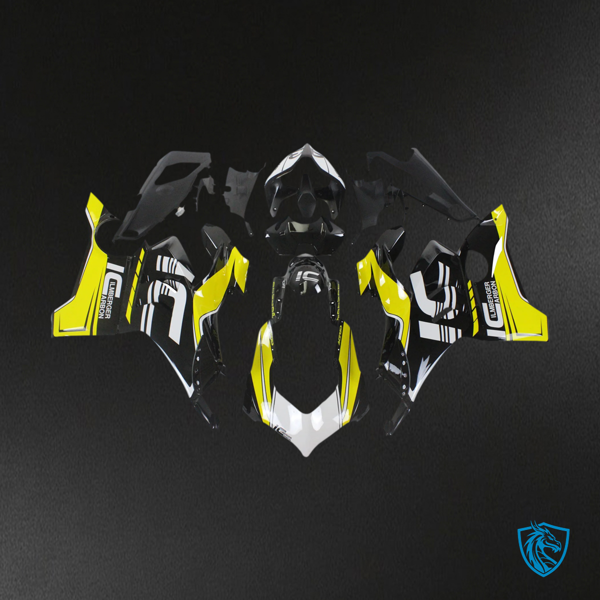 Ducati Panigale V4 V4S 2020-2021 Black & Yellow ABS Fairing Kit - Side Left View