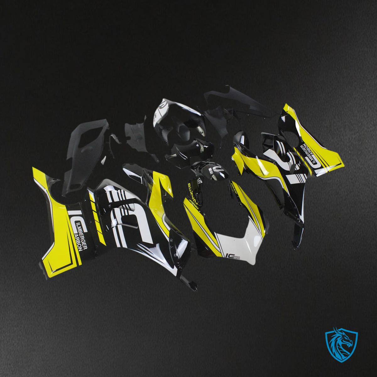 Ducati Panigale V4 V4S 2020-2021 Black & Yellow ABS Fairing Kit - Rear View