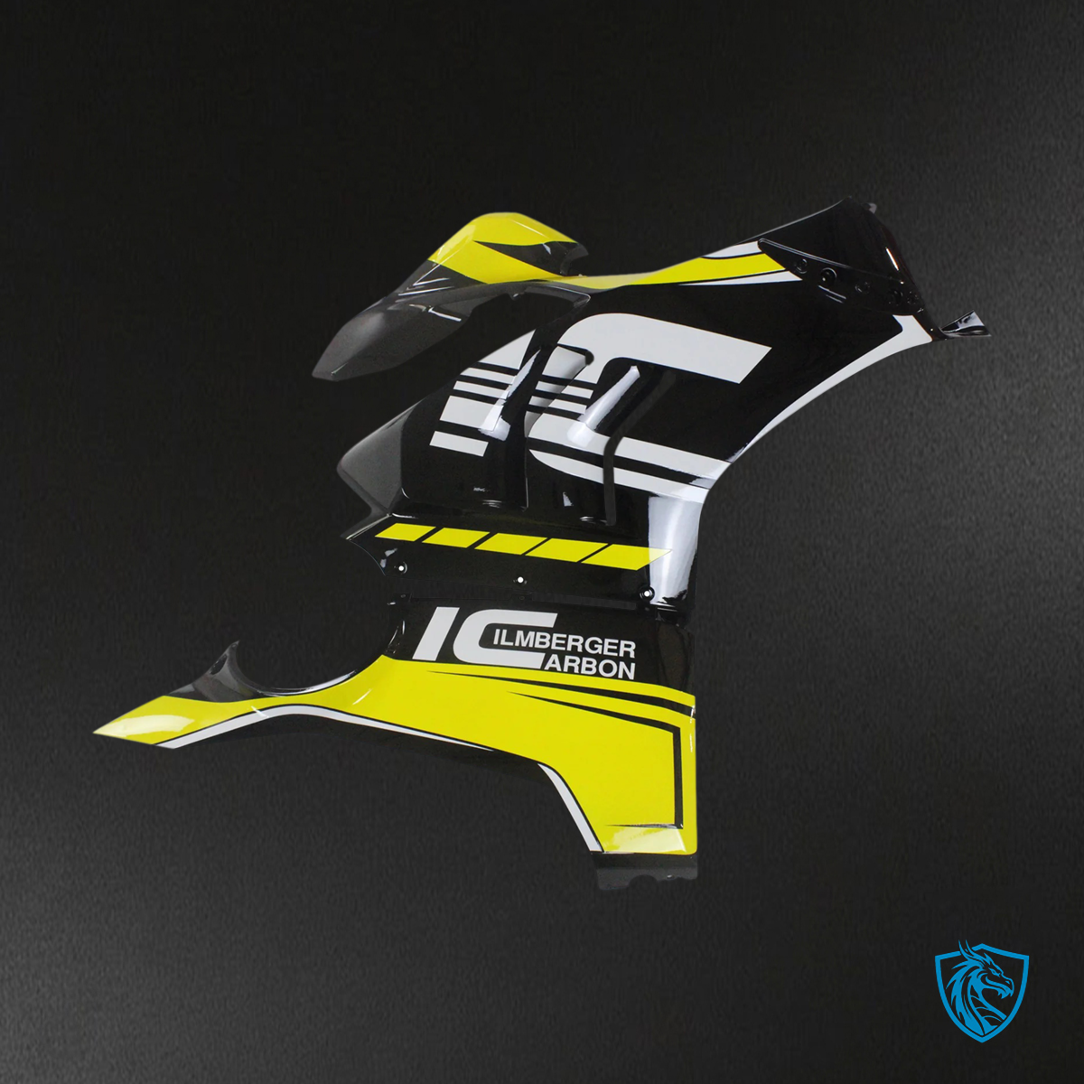 Ducati Panigale V4 V4S 2020-2021 Black & Yellow ABS Fairing Kit - Left Panel View