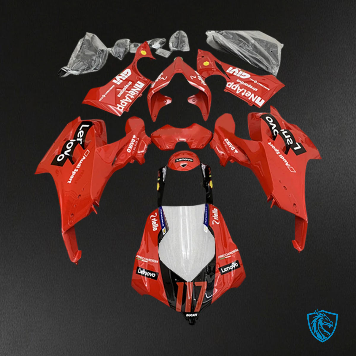 Ducati Panigale V4 V4S 2020-2021 Red Style 2 ABS Fairing Kit - Side View