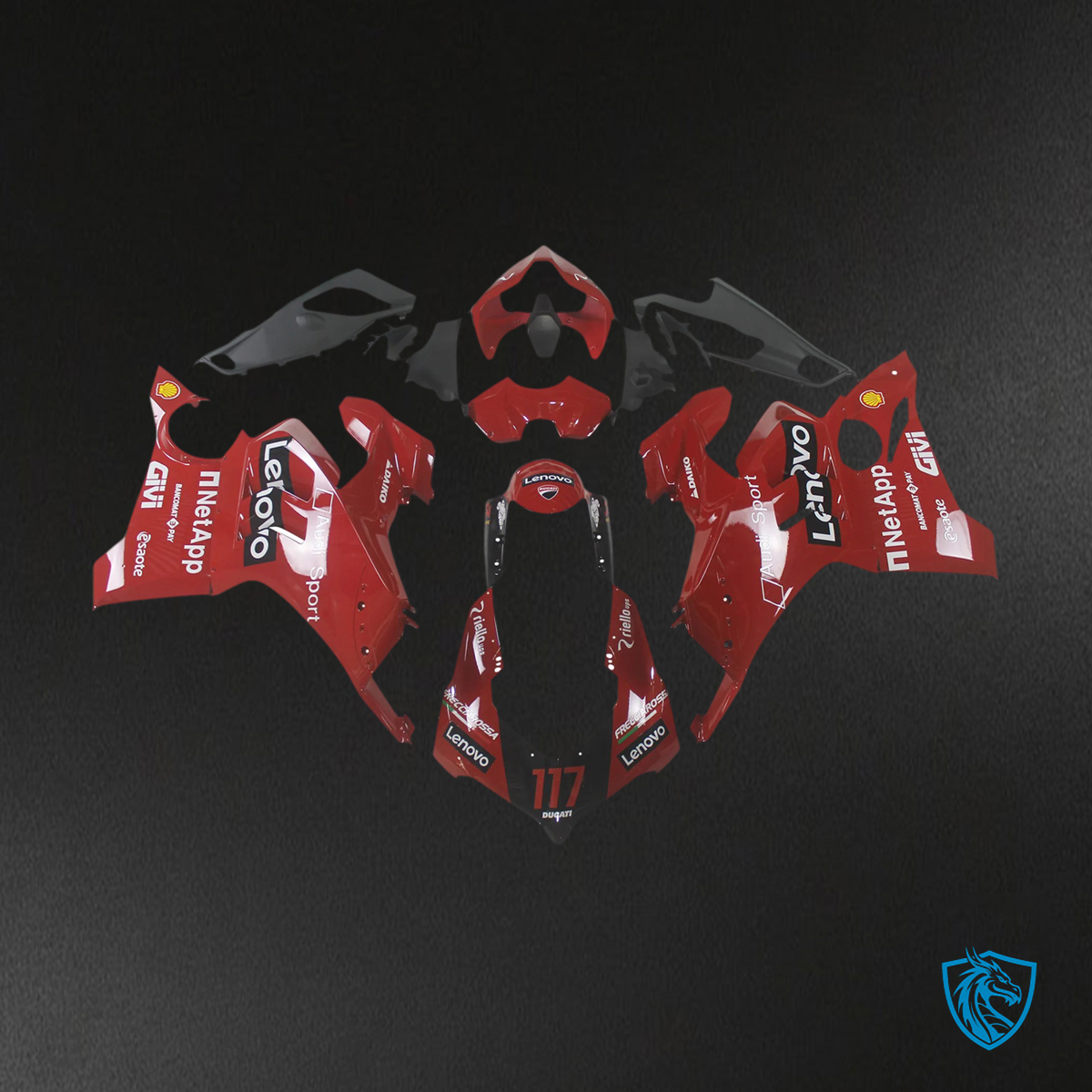Ducati Panigale V4 V4S 2020-2021 Red Style 3 ABS Fairing Kit - Side View