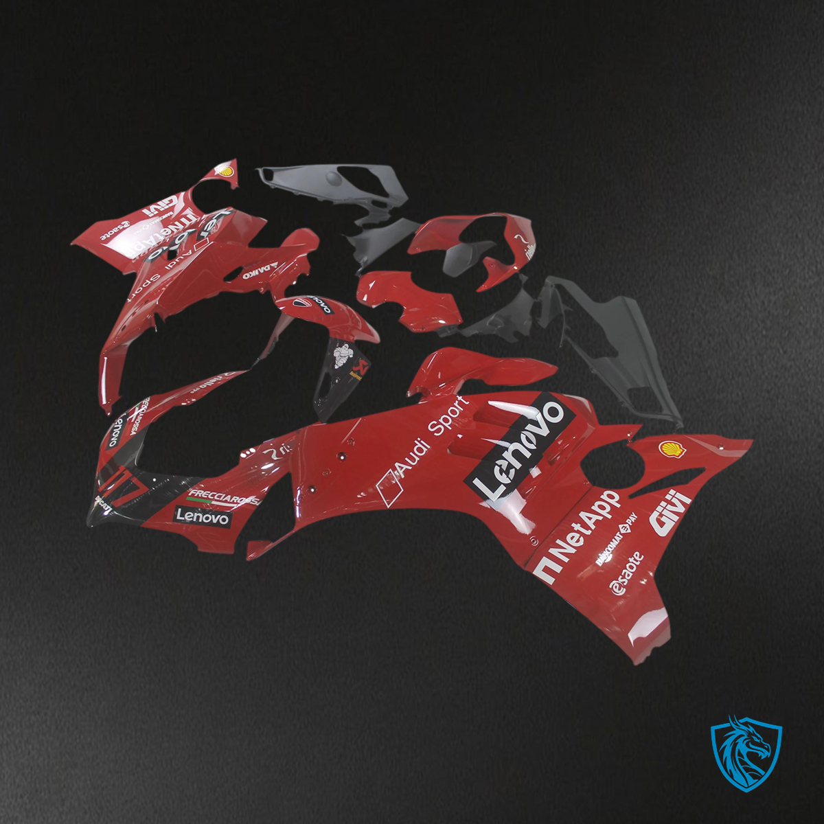 Ducati Panigale V4 V4S 2020-2021 Red Style 3 ABS Fairing Kit - Rear View