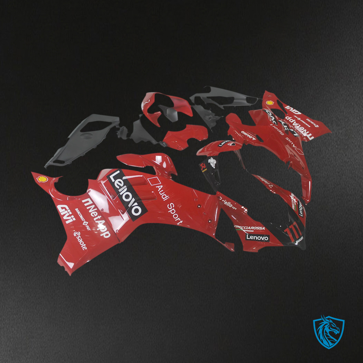 Ducati Panigale V4 V4S 2020-2021 Red Style 3 ABS Fairing Kit - Front View