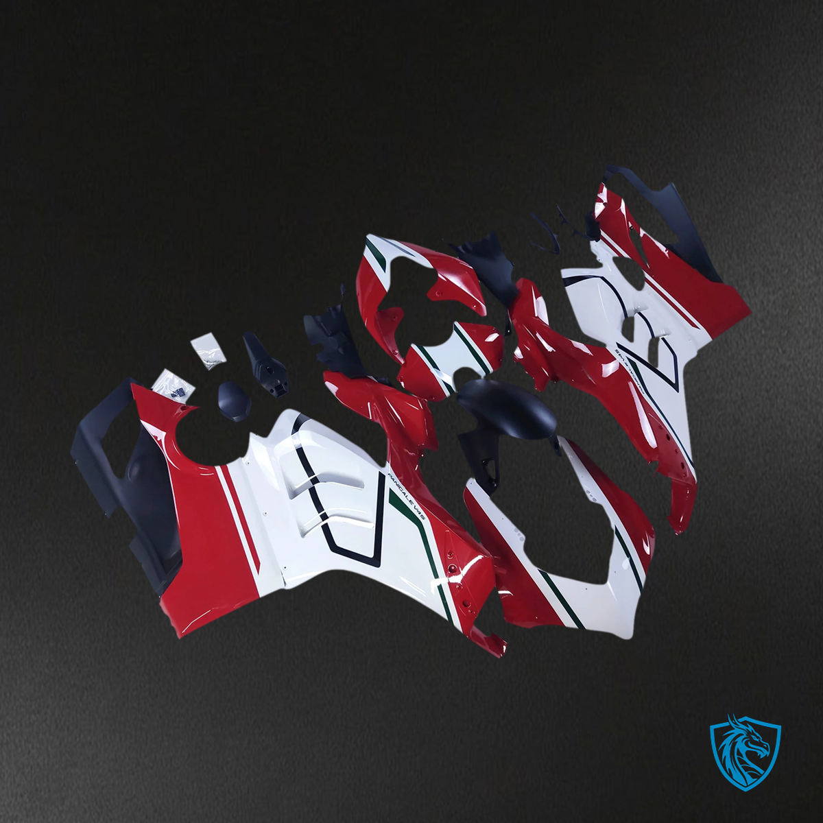 Ducati Panigale V4 V4S 2020-2021 Red Style 4 ABS Fairing Kit - Rear View