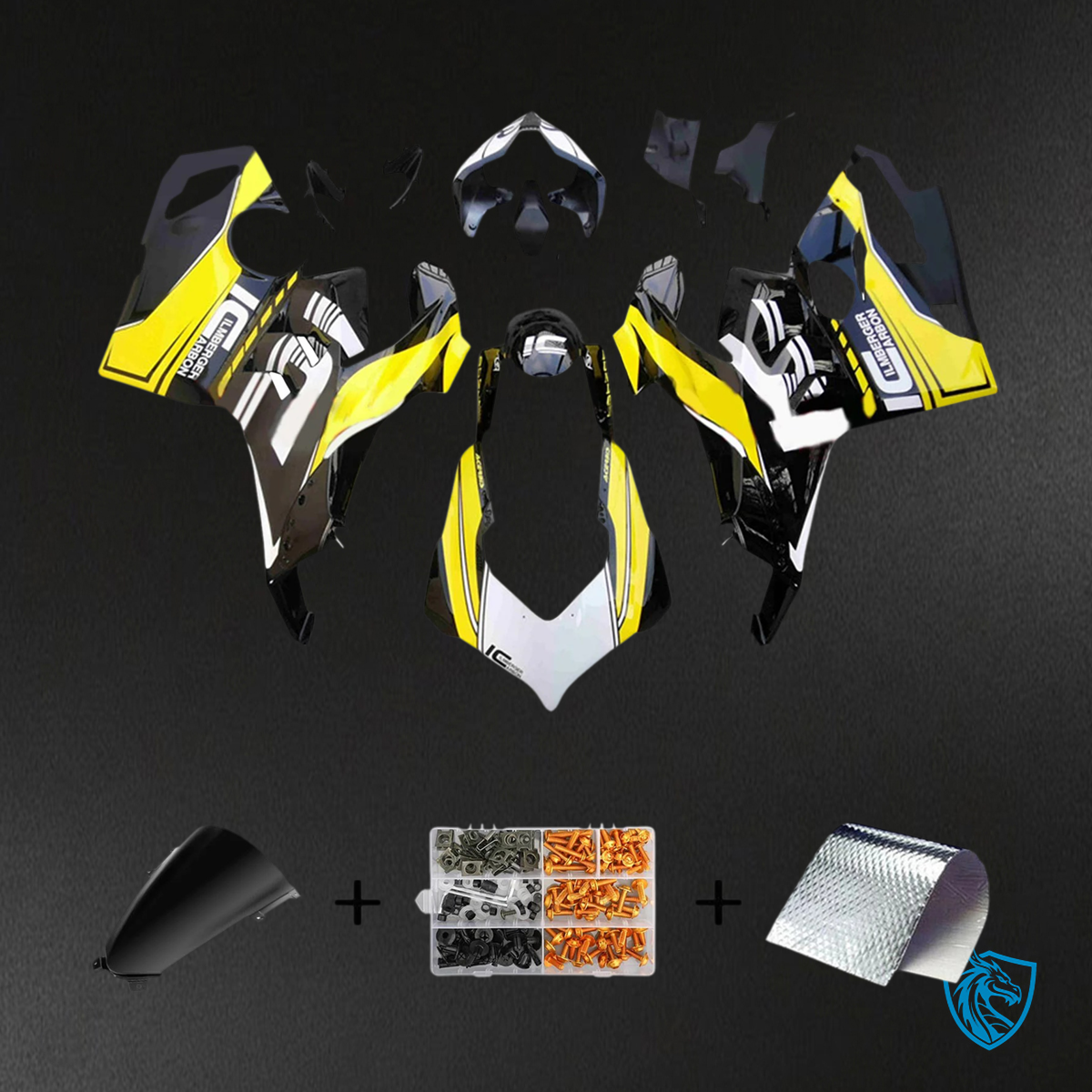 Ducati Panigale V4 V4S 2018-2019 Yellow & Black ABS Fairing Kit Front View