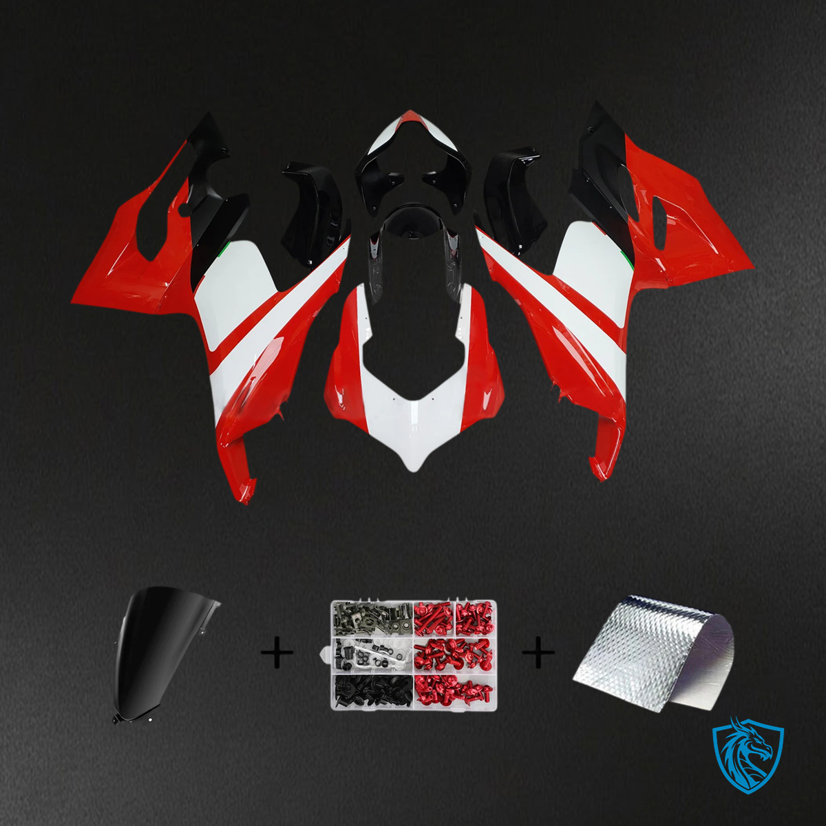 Ducati V2 2020-2024 Red, White & Black - Fairing Kit