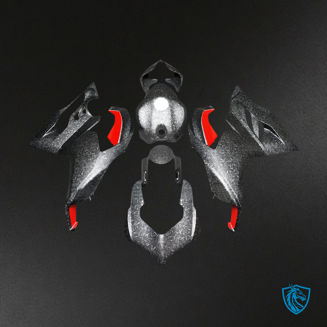Ducati V2 (2020-2024) Forged Carbon Fiber Patterns & Red - Fairing Kit