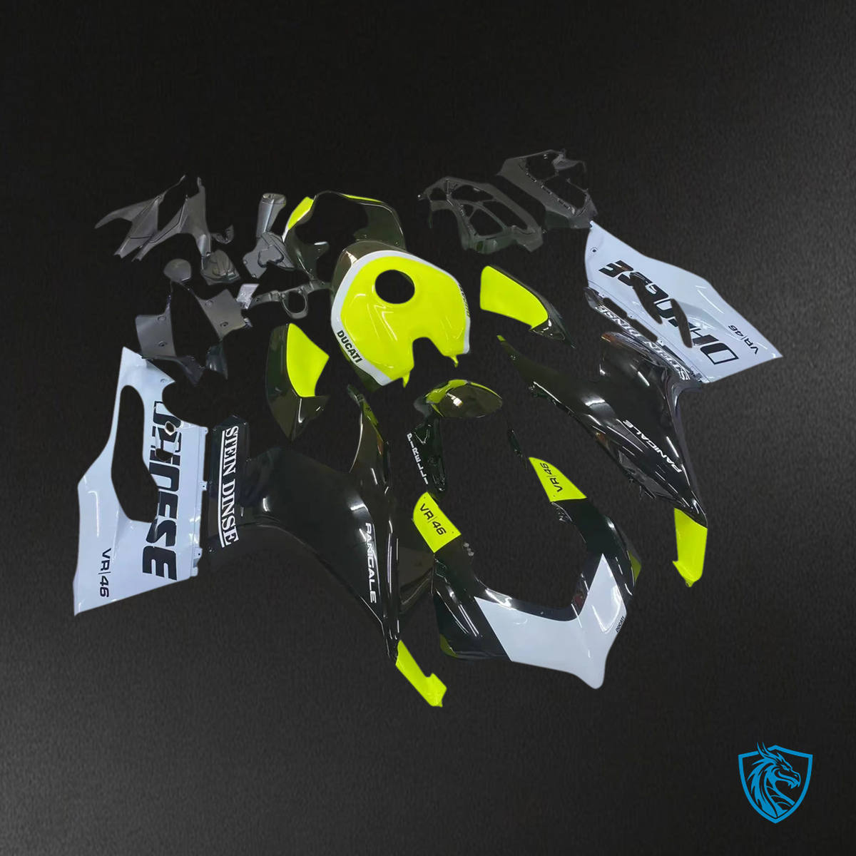 Ducati V2 (2020-2024) Black, Gray & Green - Fairing Kit