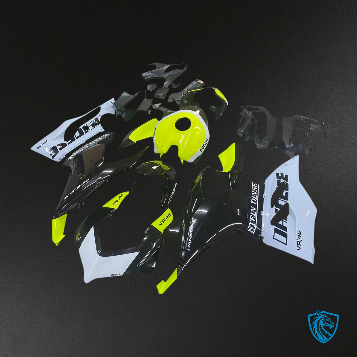 Ducati V2 (2020-2024) Black, Gray & Green - Fairing Kit