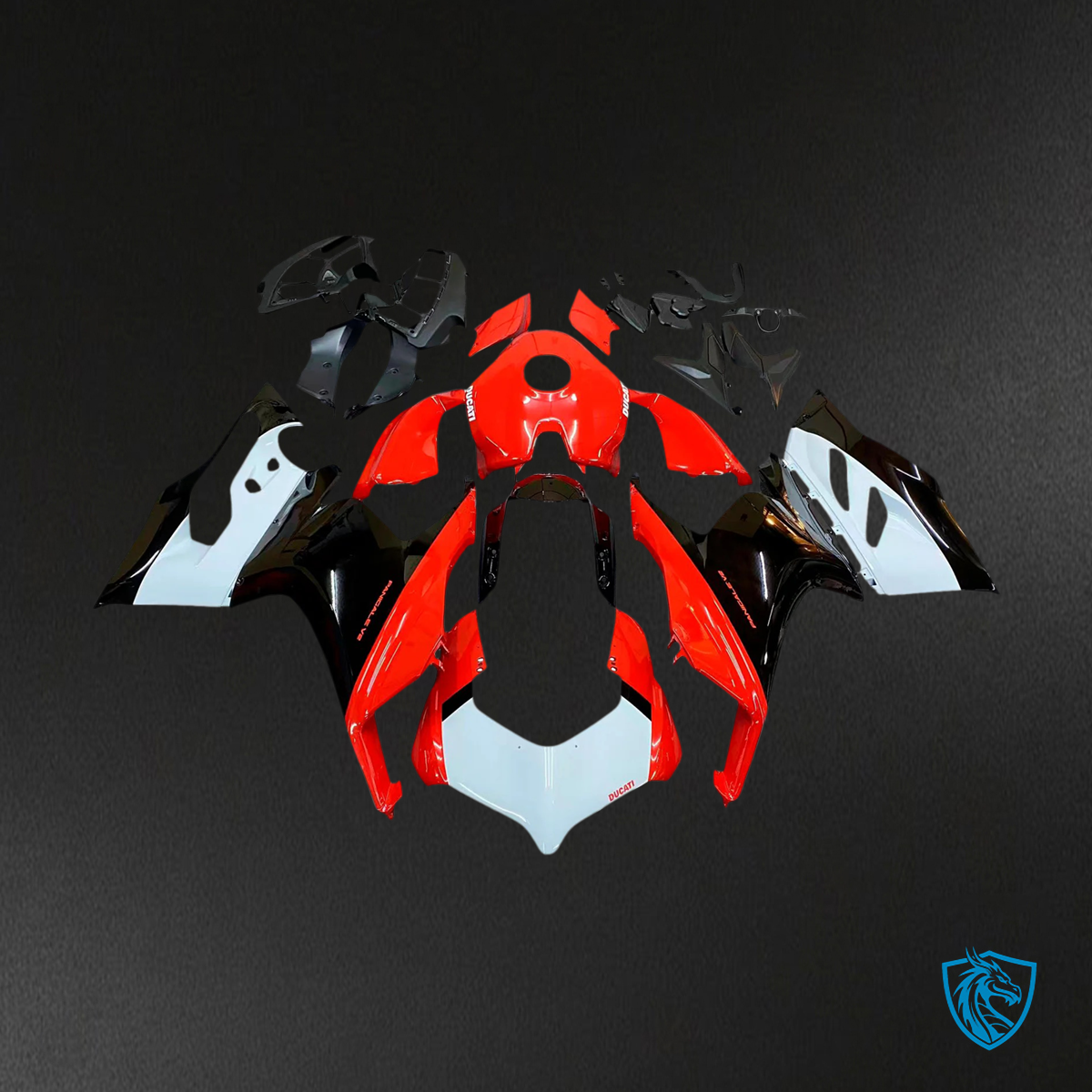 Ducati V2 (2020-2024) Red, Black & White - Fairing Kit