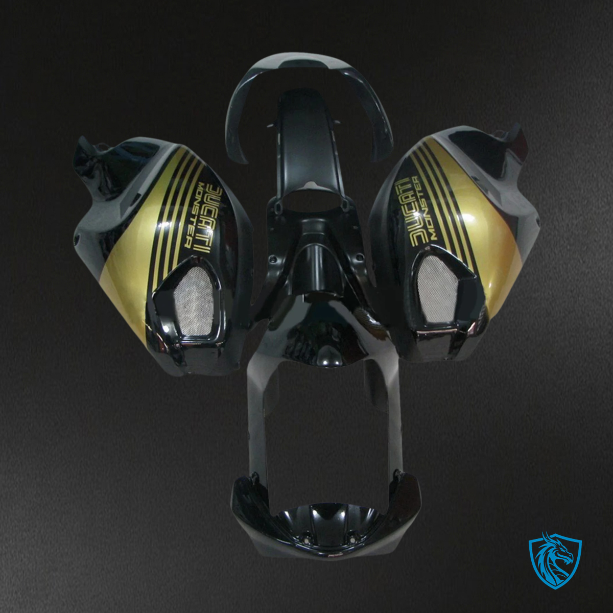Ducati All Years Monster 696 796 1100 S EVO - Fairing Kit - Black & Gold - ABS Bodywork