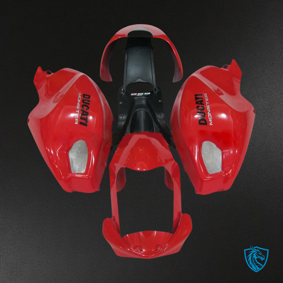 Ducati All Years Monster 696 796 1100 S EVO - Fairing Kit - Red & Black - ABS Bodywork