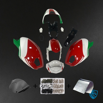 Ducati All Years Monster 696 796 1100 - Fairing Kit - White, Green & Red - ABS Bodywork