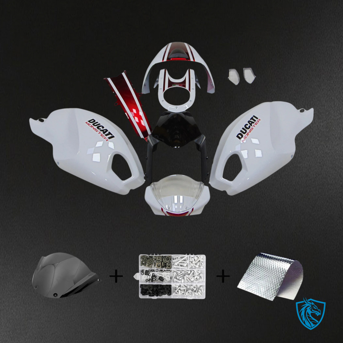 Ducati All Years Monster 696 796 1100 S EVO - Fairing Kit - White - ABS Bodywork