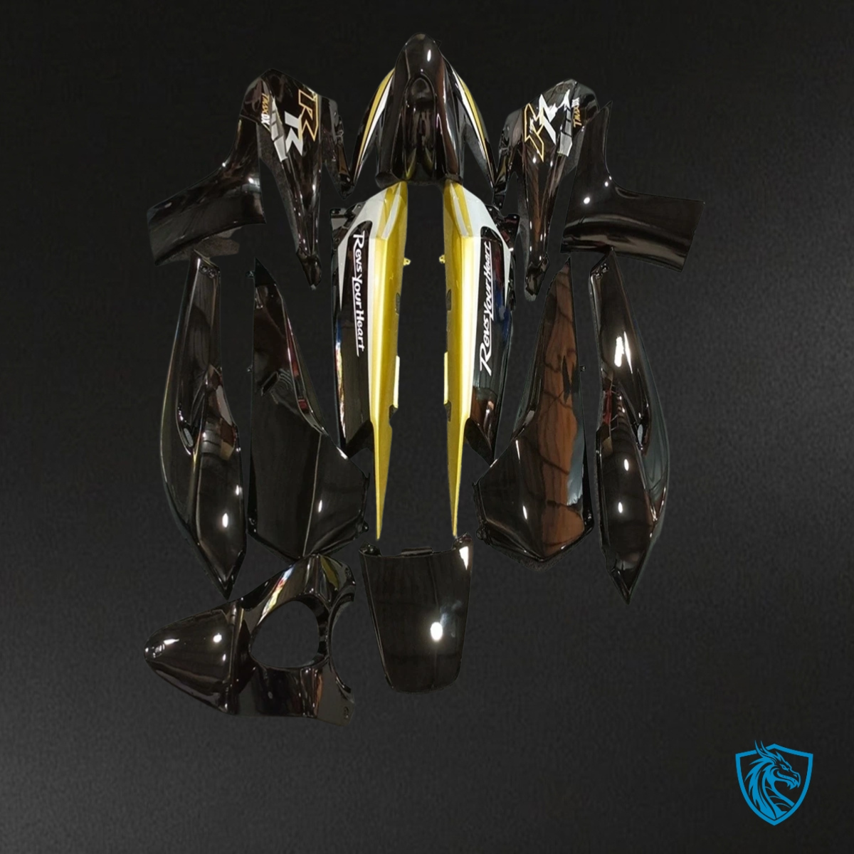 Yamaha Tmax500 (2008-2011) Black, White & Gold Fairing Kit - Aftermarket ABS Bodywork