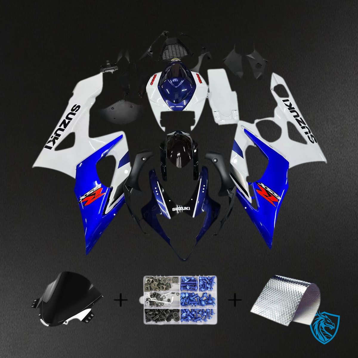Suzuki GSXR 1000 (2005-2006) Fairing Kit -  White, Blue and Black  - ABS Bodywork