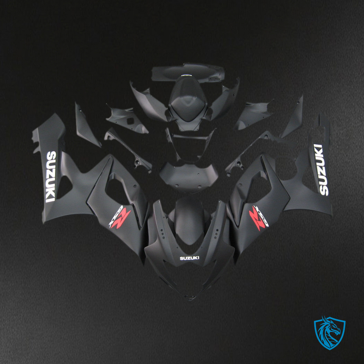 Suzuki GSXR 1000 (2005-2006) Matt Black & Red Racing Generic Fairing Kit | ABS Bodywork