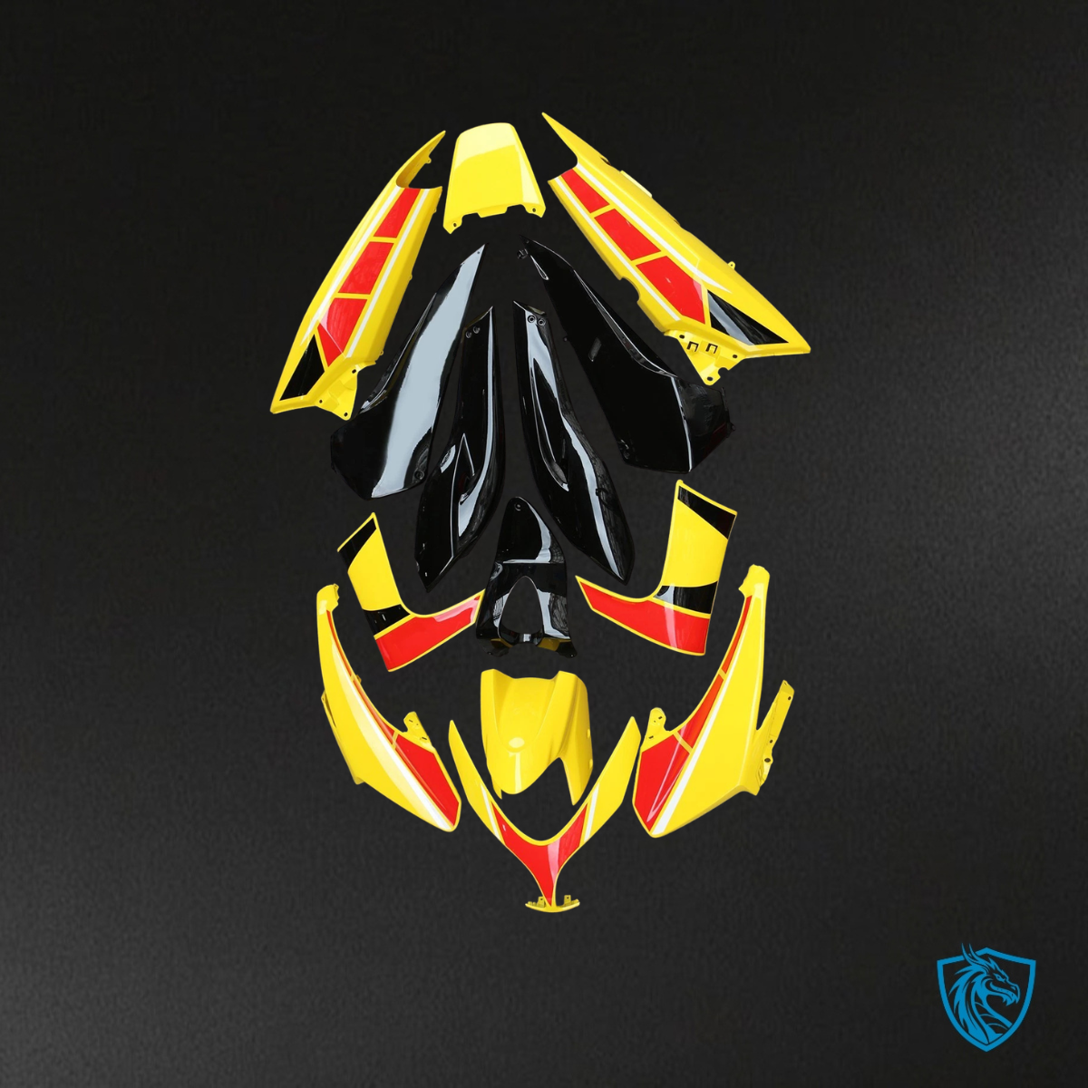 Yamaha TMAX500 (2008-2011) Yellow, Black & Red Fairing Kit - Aftermarket ABS Bodywork