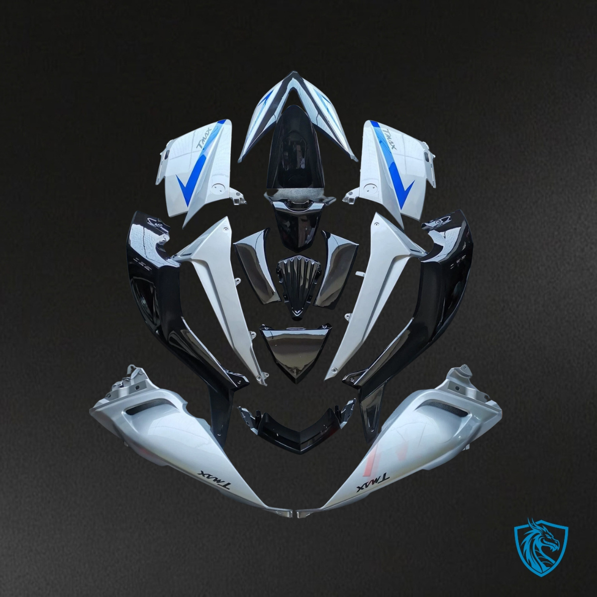 Yamaha TMAX530 (2015-2016) White, Blue and Black - Custom ABS Fairing Kit