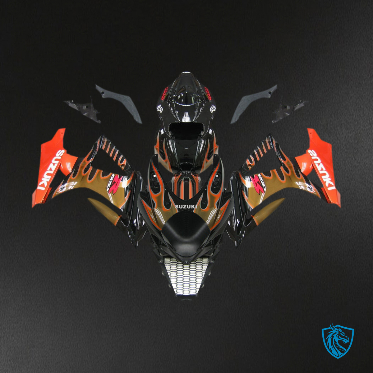 Suzuki GSXR1000 (2007-2008) Orange & Gold Injection Fairing Kit - Aftermarket ABS Bodywork