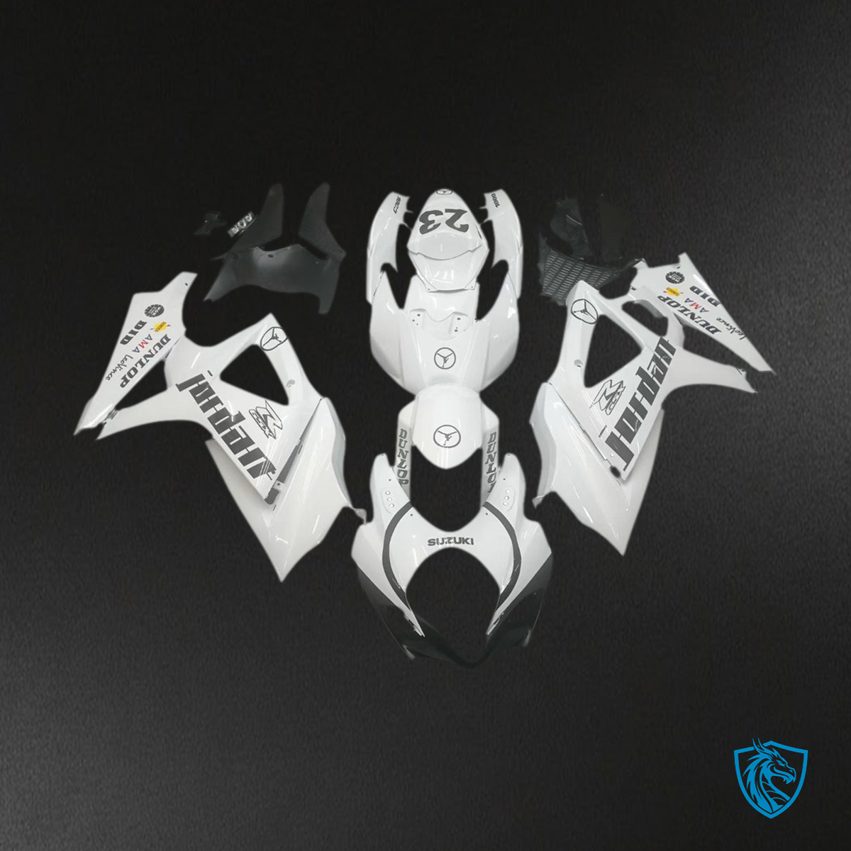 Suzuki GSXR1000 (2007-2008) White & Black Injection - Custom ABS Fairing Kit