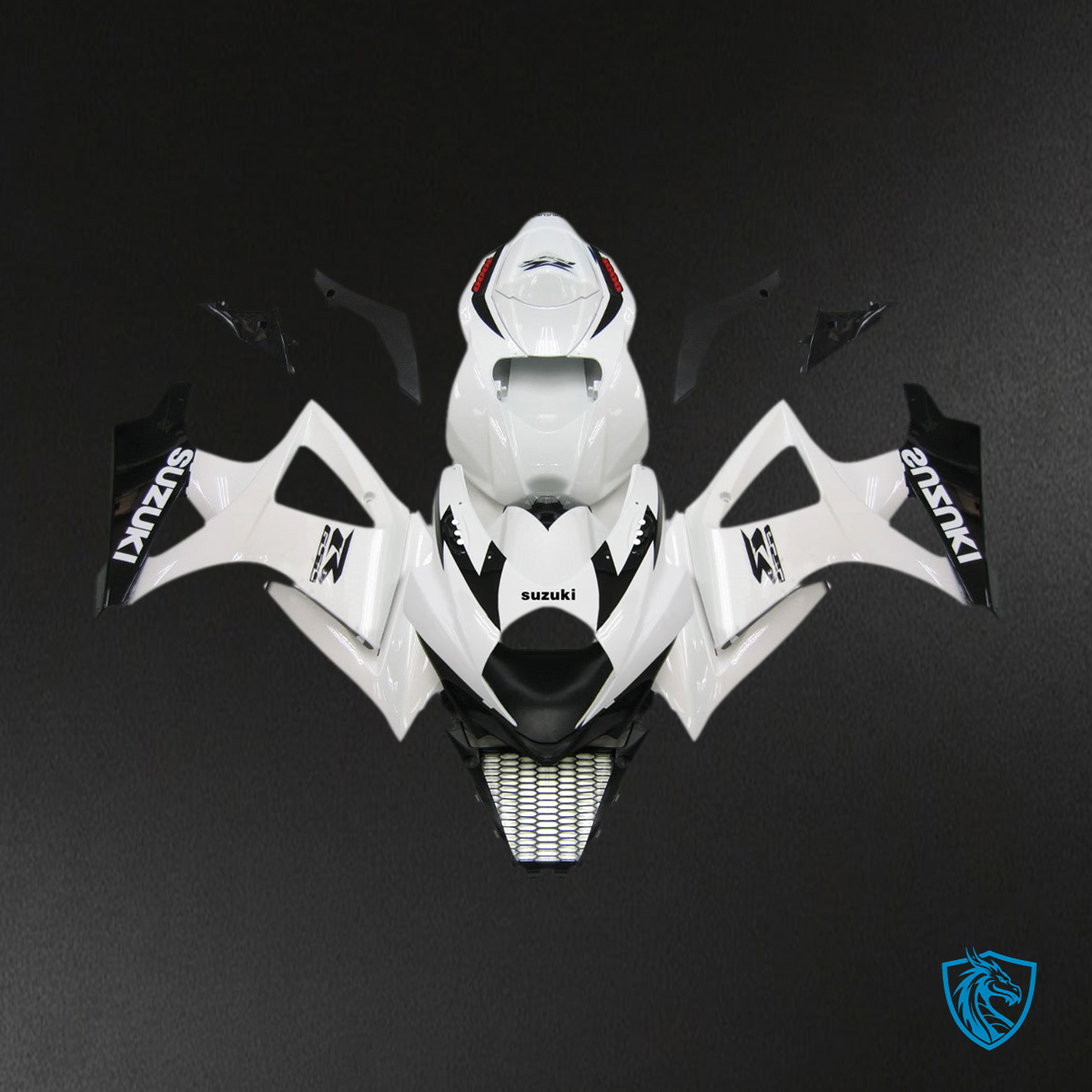 Suzuki GSXR1000 (2007-2008) White & Gloss Black Injection - MERGEment Motorcycle Fairings Kit