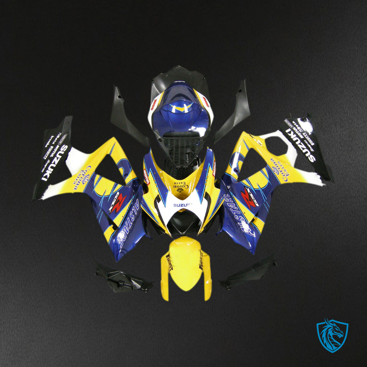 Suzuki GSXR1000 (2007-2008) Blue, Yellow & White Injection Fairing Kit  | ABS Bodywork