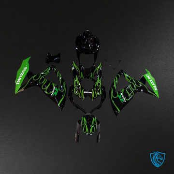 Suzuki GSXR 600 750 (2008-2010) Black & Green Injection Fairing Kit | ABS Bodywork