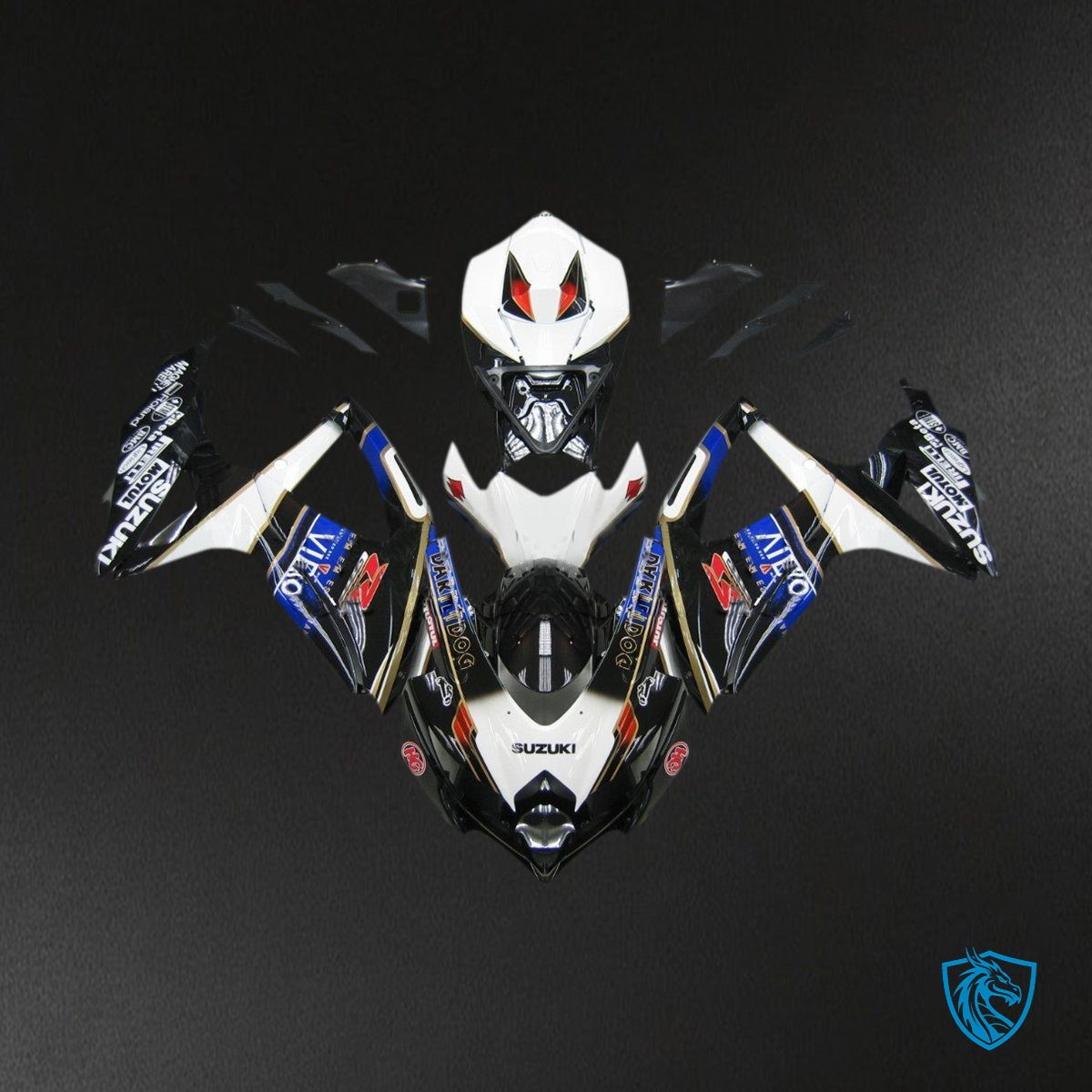 Suzuki GSXR 600 750 (2008-2010) Black, White & Red - Fairing Kit | ABS Bodywork
