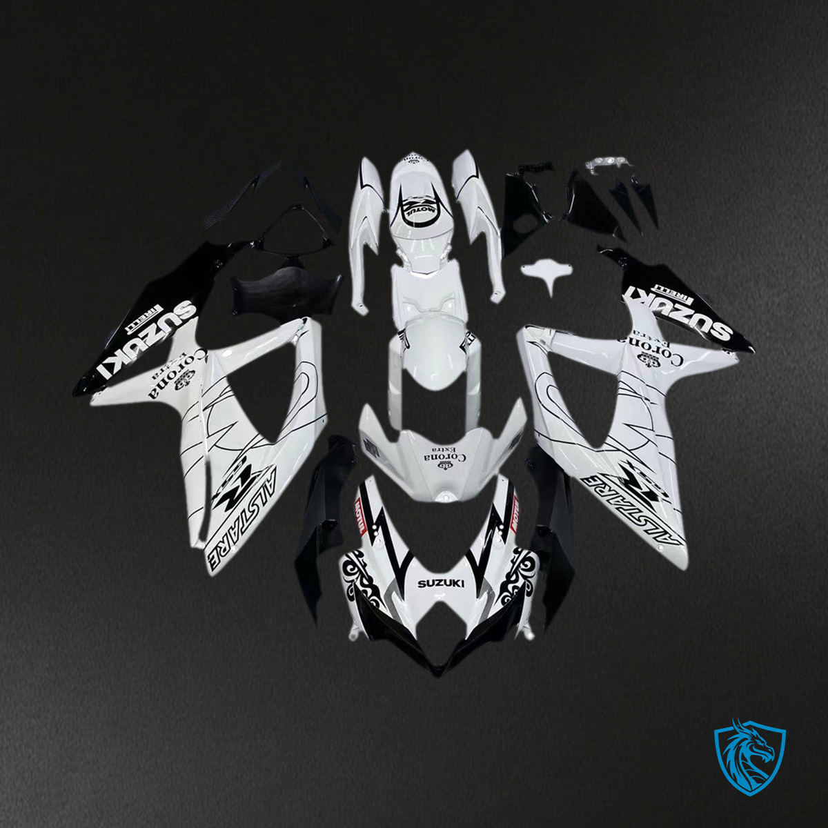 Suzuki GSXR 600 750 (2008-2010) White & Black - MERGEment Motorcycle Fairings Kit
