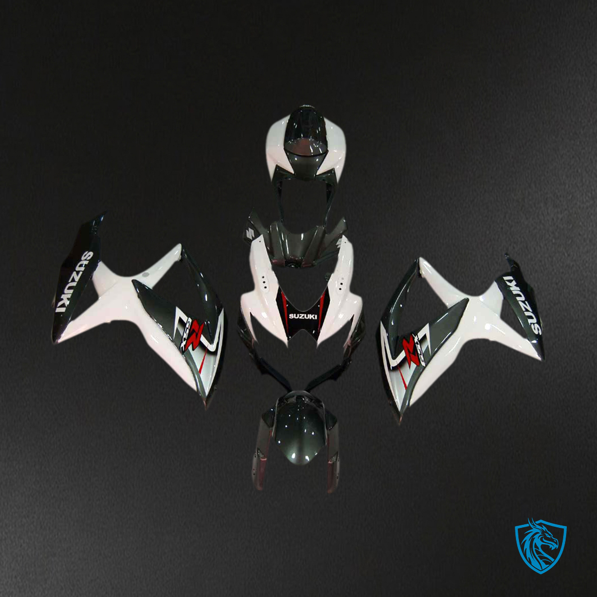Suzuki GSXR 600 750 (2008-2010) White, Black & Red - Fairing Kit | ABS Bodywork