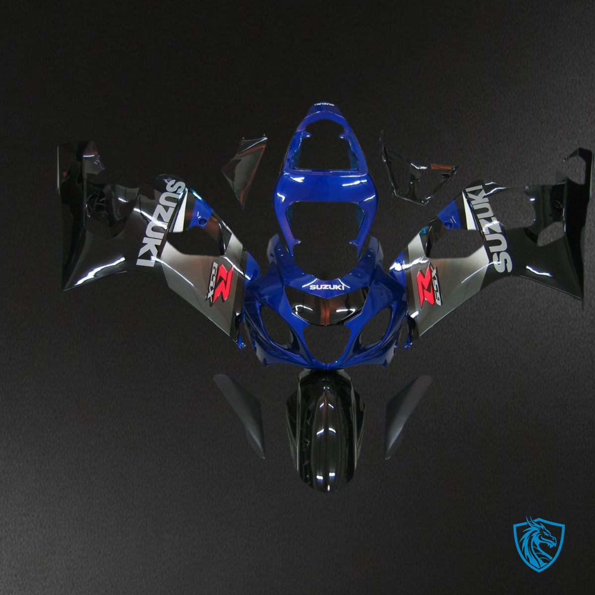 Suzuki GSXR 600 750 (2004-2005) Black & Gloss Blue Fairing Kit - Aftermarket ABS Bodywork