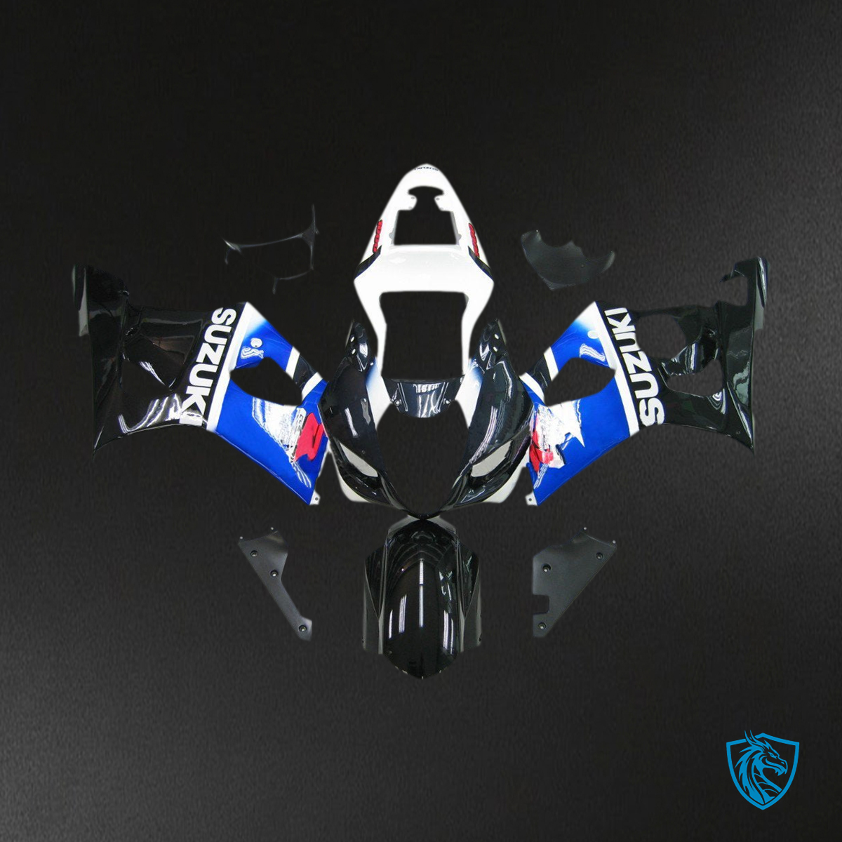 Suzuki GSXR 600 750 (2004-2005) Blue, Black & White - Custom ABS Fairing Kit