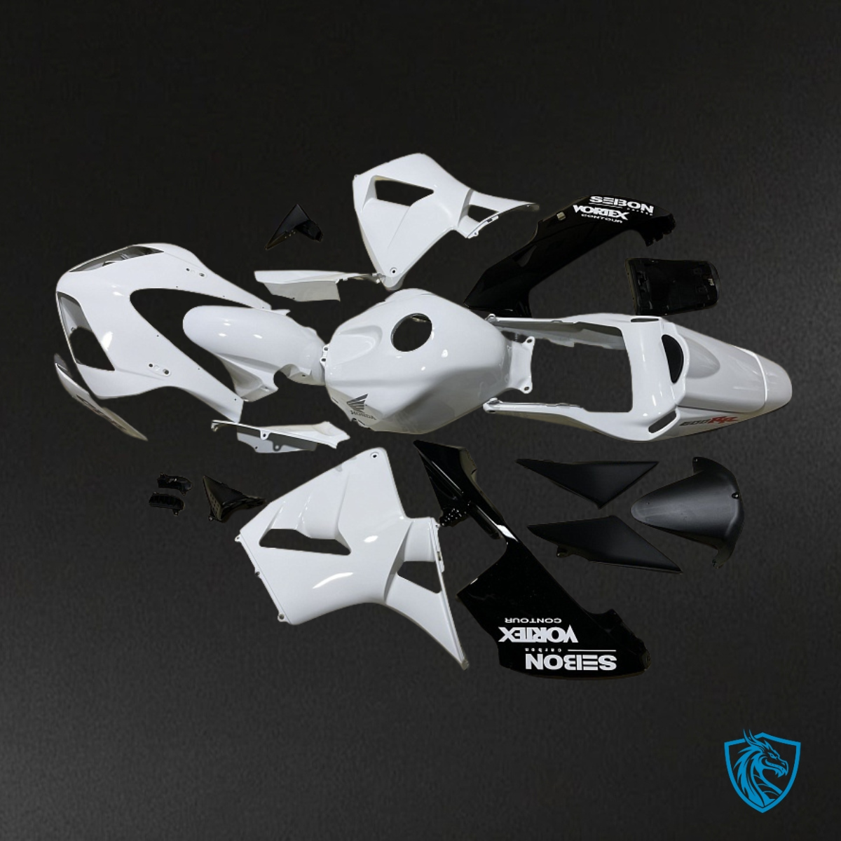 Honda CBR600RR (2003-2004) White & Black Plow - Custom ABS Fairing Kit