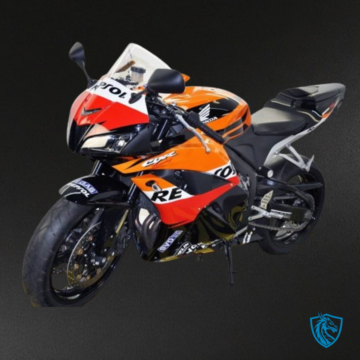 Honda CBR600RR (2007-2008) Black, Orange & White Repsol - Custom ABS Fairing Kit