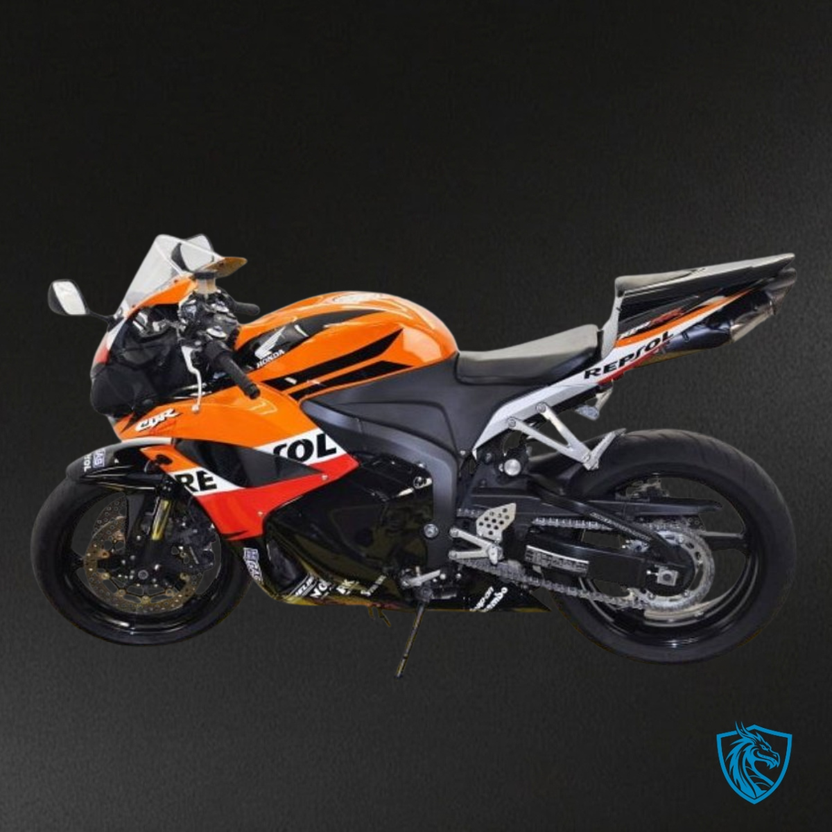 Honda CBR600RR (2007-2008) Black, Orange & White Repsol - Custom ABS Fairing Kit