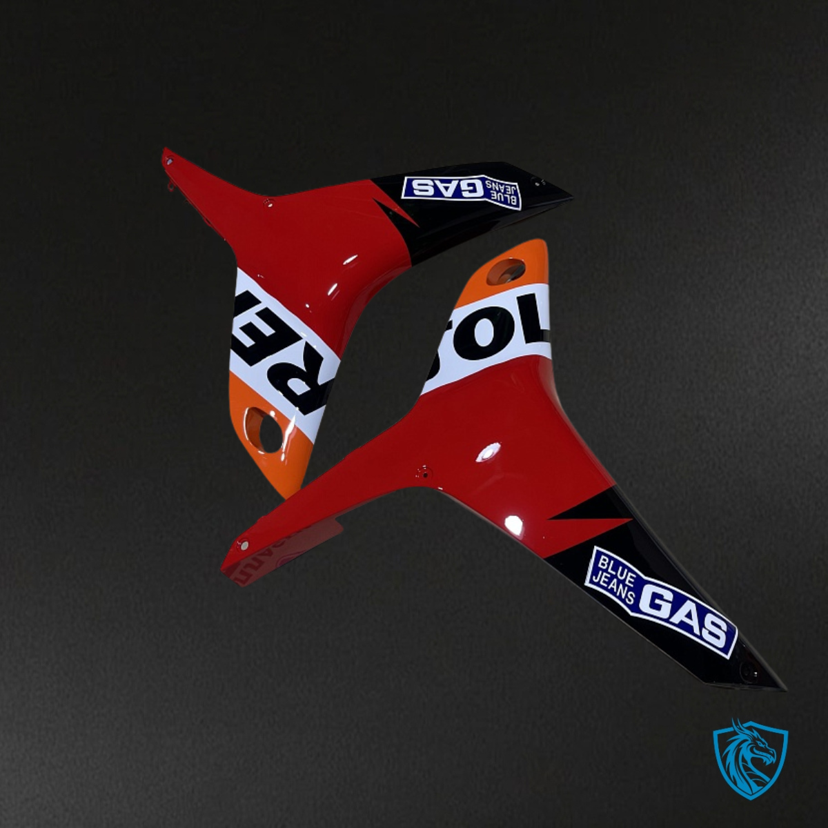 Honda CBR600RR (2007-2008) Black, Orange & White Repsol - Custom ABS Fairing Kit