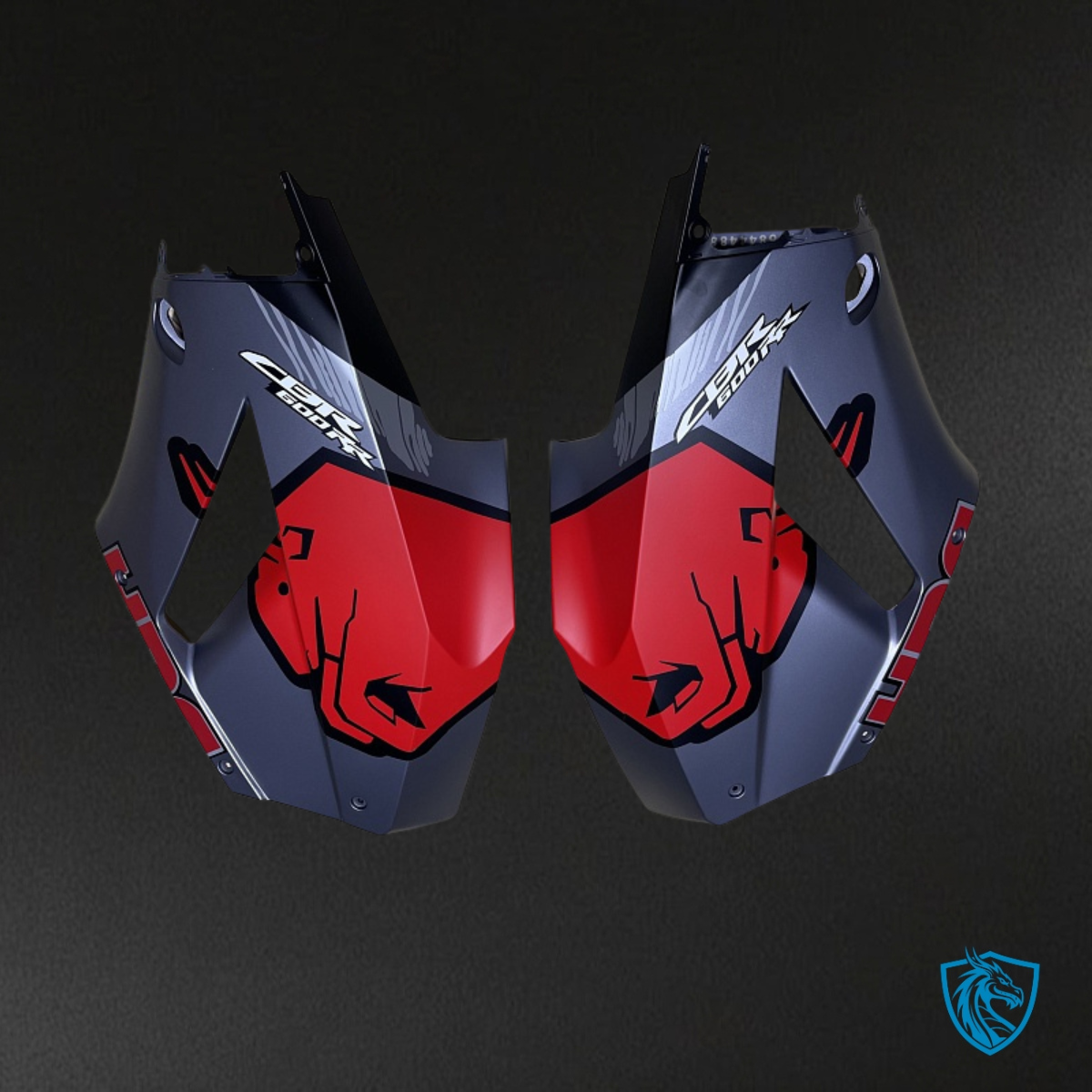 Honda CBR600RR (2013-2018) Black, Red & Gray Red Bull - Custom ABS Fairing Kit
