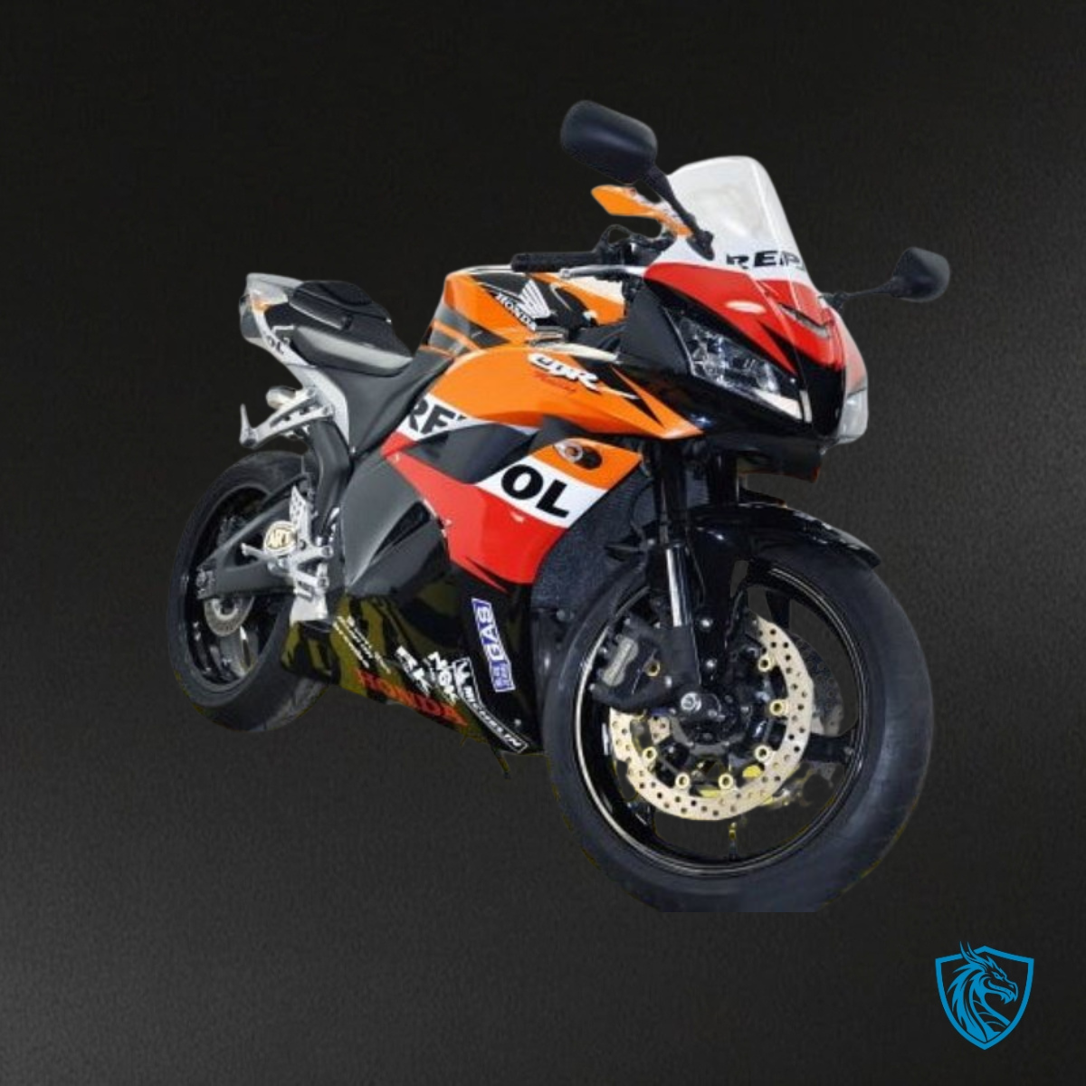 Honda CBR600RR (2007-2008) Black, Orange & White Repsol - Custom ABS Fairing Kit