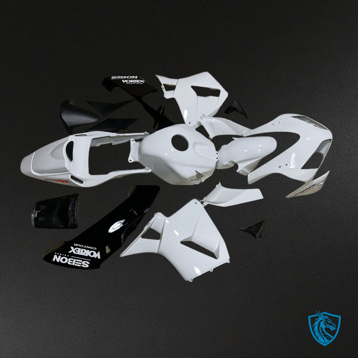 Honda CBR600RR (2003-2004) White & Black Plow - Custom ABS Fairing Kit