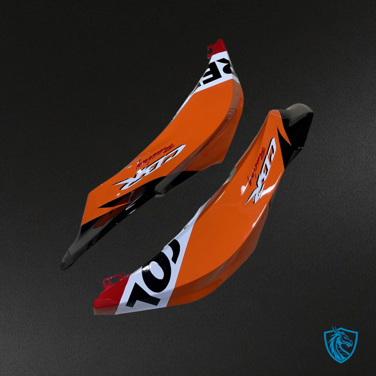 Honda CBR600RR (2007-2008) Black, Orange & White Repsol - Custom ABS Fairing Kit
