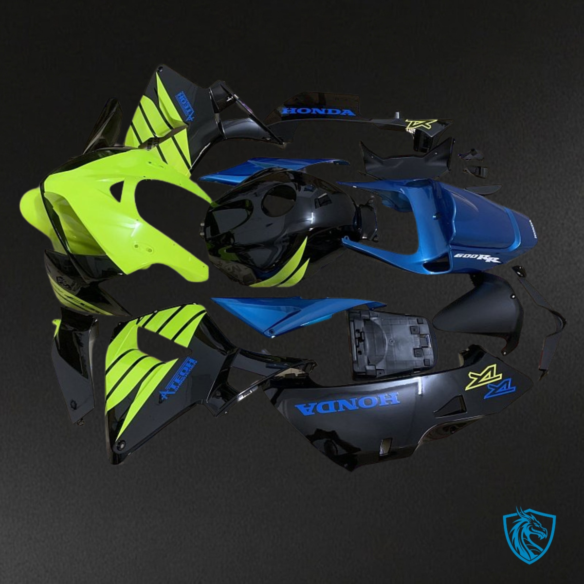 Honda CBR600RR (2005-2006) Black, Blue & Green Fairing Kit | ABS Bodywork