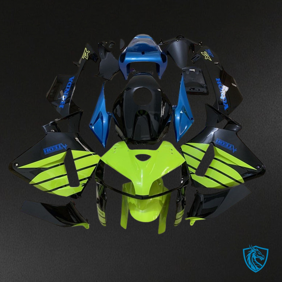 Honda CBR600RR (2005-2006) Black, Blue & Green Fairing Kit | ABS Bodywork