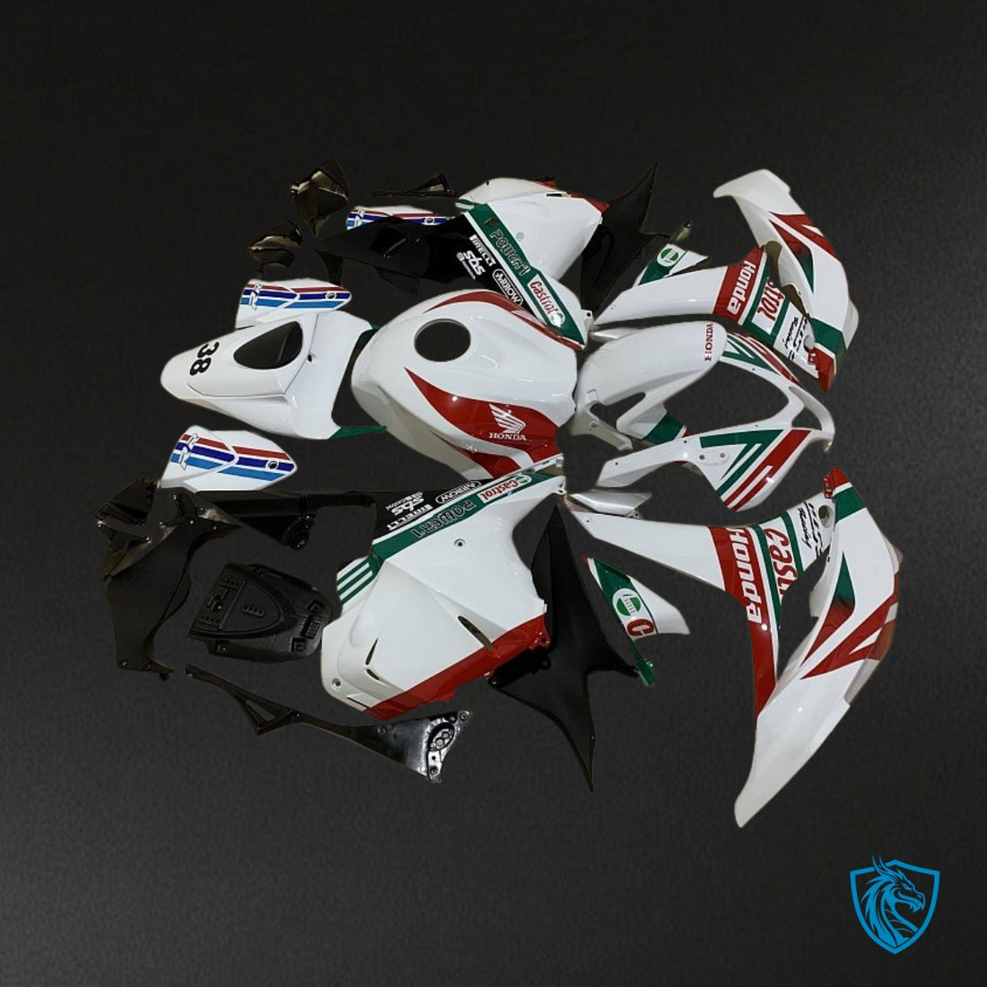 Honda CBR600RR (2009-2012) White, Black & Red - Custom ABS Fairing Kit