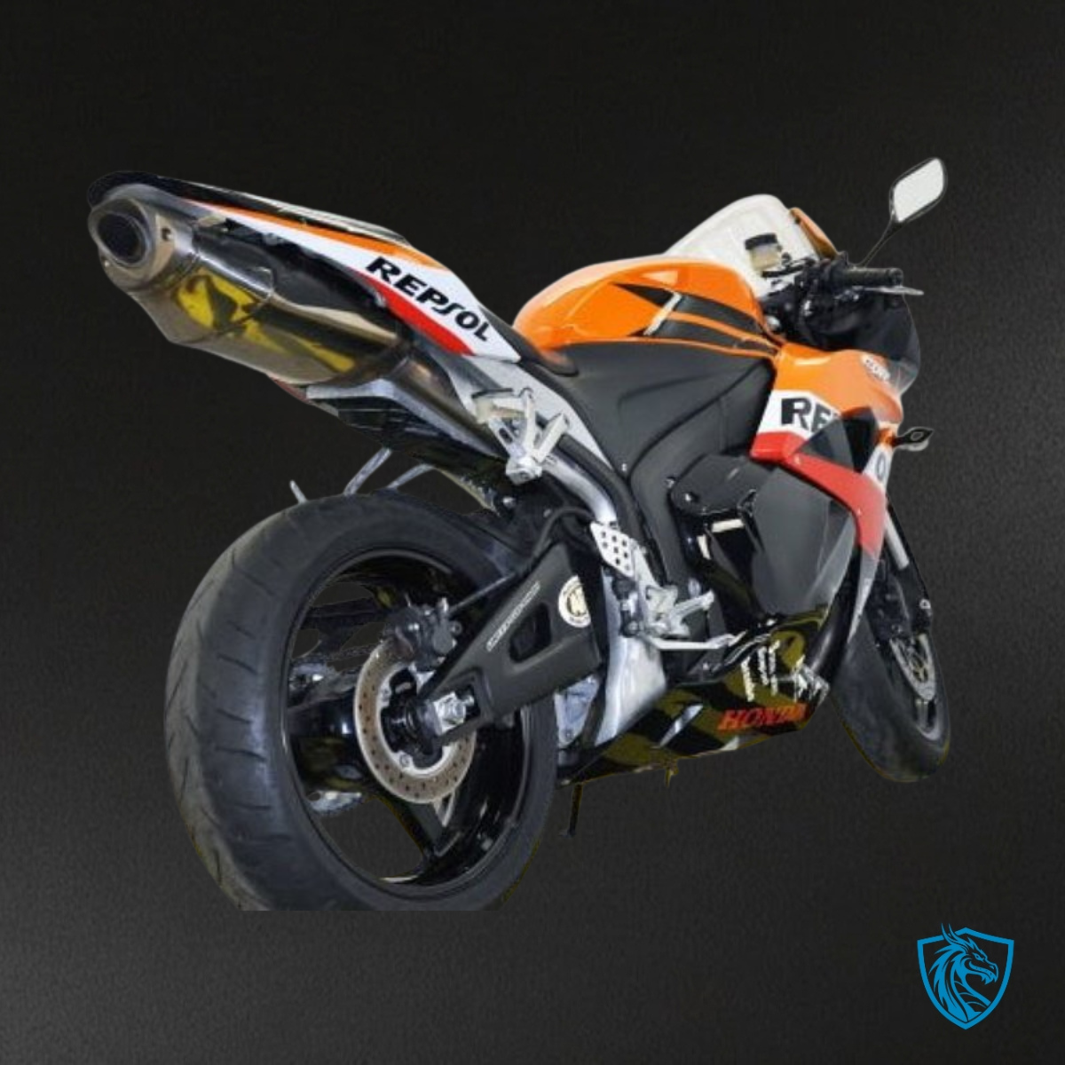 Honda CBR600RR (2007-2008) Black, Orange & White Repsol - Custom ABS Fairing Kit