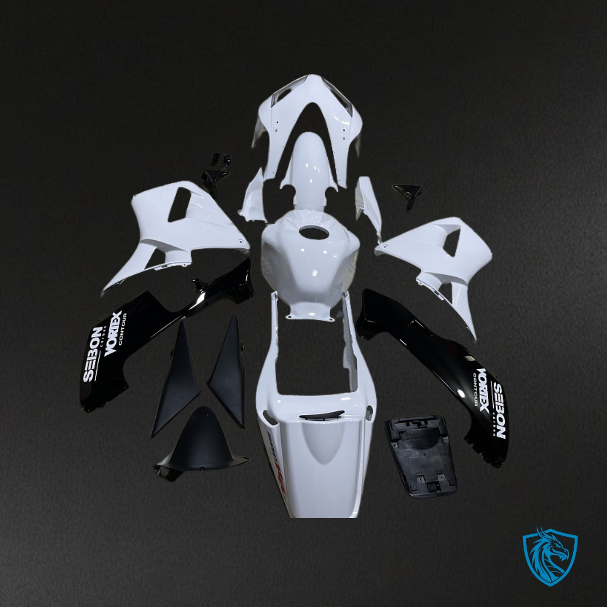 Honda CBR600RR (2003-2004) White & Black Plow - Custom ABS Fairing Kit