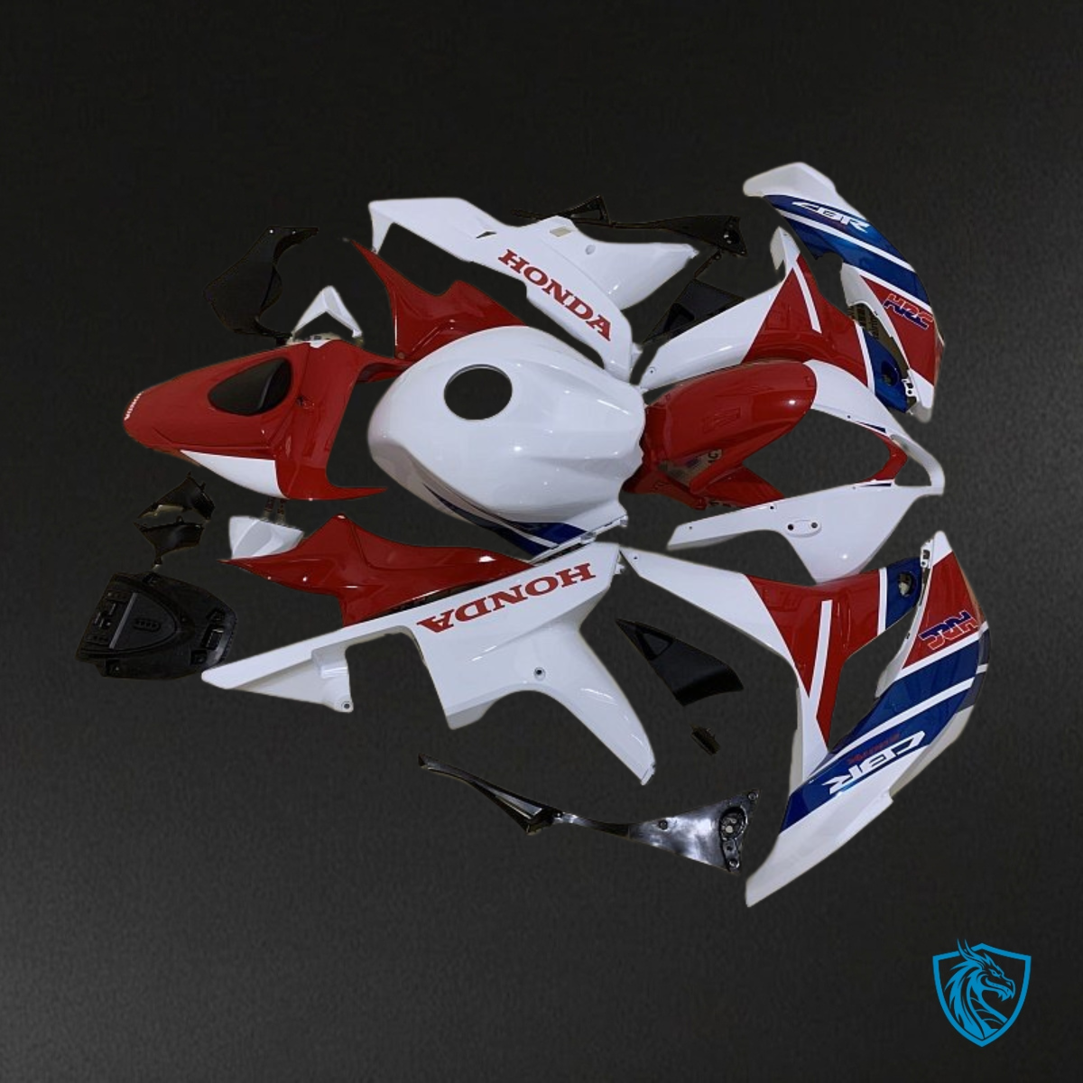 Honda CBR600RR (2007-2008) Glossy White, Blue & Red - MERGEment Motorcycle Fairings Kit